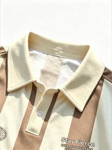 Manfinity EMRG Men's Letter Stripe Short Sleeve Casual Commute Polo Shirt - Multicolor - View 3