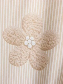 SHEIN Genkimix Kids 女童條紋襯衫，休閒可愛學院風，寬鬆圖案開襟衫，秋季返校戶外運動日常舒適穿搭 - 彩色 - 查看 4