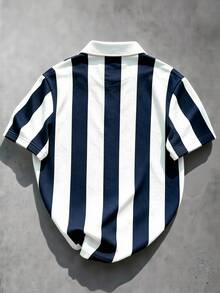 Manfinity EMRG Men's Summer Casual Colorblock Striped Polo Shirt - Multicolor - View 2