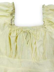 Elenzga Plus Size Women Solid Color Pleated Casual Versatile Daily Wear Shirt - Yellow - View 6