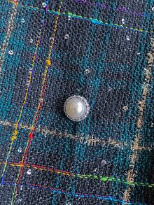 PrepCrw 1pc Tween Girls Elegant School Style Green Plaid Jumper Dress,Pearl Button Black Trim Autumn/Winter Tweed Outfit,Back-To-School Preppy Holiday Clothes - Multicolor - View 4