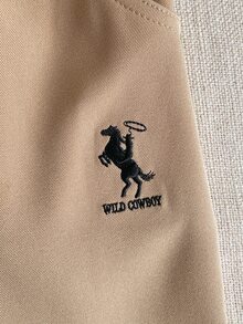 PrepCrw 男童宽松刺绣休闲裤 - 卡其色 - 查看 3