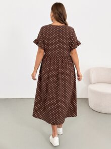 SHEIN Essnce 大尺碼女款圓領波點休閒日常穿著洋裝 - 彩色 - 查看 2