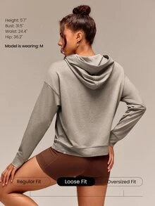 GLOWMODE Cloudknit 超柔軟雙染寬鬆版口袋套頭運動衫，日常休閒穿搭 - 卡其色 - 查看 2
