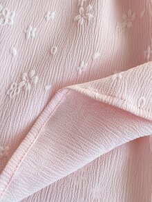 SHEIN x Tata & Beatriz PrepCrw 1件装少女优雅精致金色圆点提花白色圆领网纱袖连衣裙，适合外出、聚会、节日、派对、春季、夏季、情人节、婚礼等场合。 - 粉色 - 查看 6