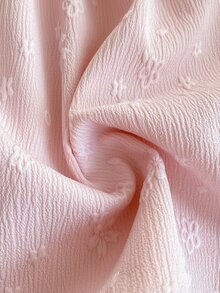 SHEIN x Tata & Beatriz PrepCrw 1件装少女优雅精致金色圆点提花白色圆领网纱袖连衣裙，适合外出、聚会、节日、派对、春季、夏季、情人节、婚礼等场合。 - 粉色 - 查看 9
