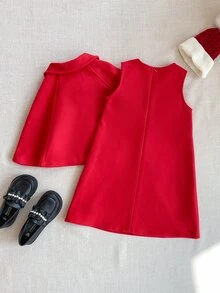 PrepCrw Young Girls' Collegiate Style Cloak Jacket/Dress Set,Party - Red - View 2
