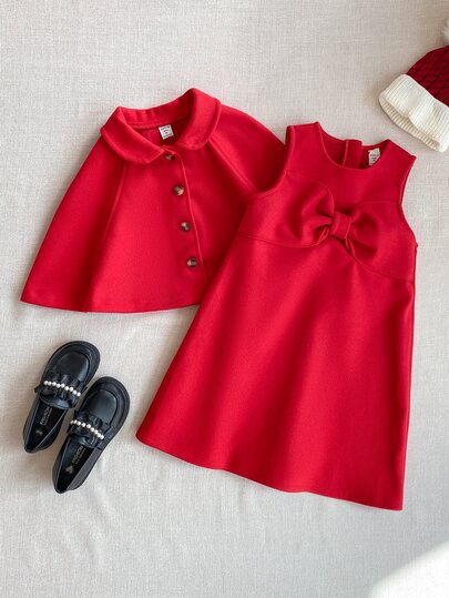 PrepCrw Young Girls' Collegiate Style Cloak Jacket/Dress Set,Party
