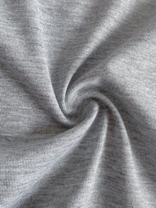 SHEIN Young Girls' Preppy Style Bow Decor Contrast Color Peter Pan Collar Puff Sleeve T-Shirt - Grey - View 5
