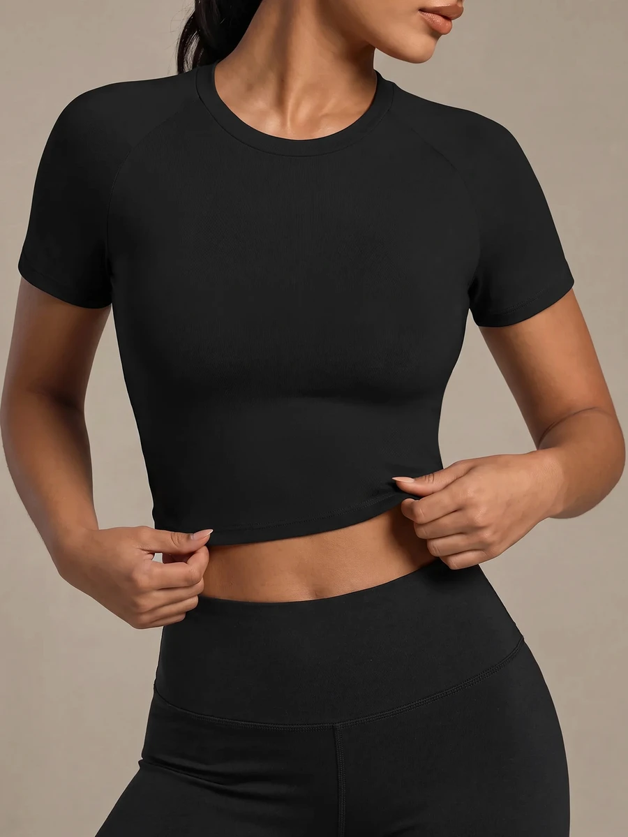 SHEIN Sports 纯色工字背心运动背心健身背心女式健身房衬衫 - 黑色 - 查看 1
