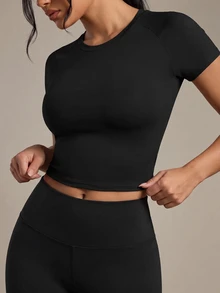 SHEIN Sports 纯色工字背心运动背心健身背心女式健身房衬衫 - 黑色 - 查看 6