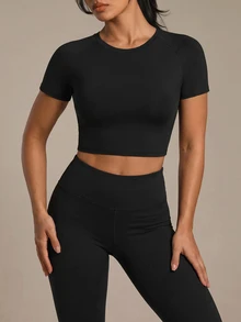 SHEIN Sports 纯色工字背心运动背心健身背心女式健身房衬衫 - 黑色 - 查看 3