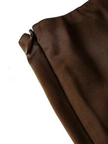 Gownix Women's Solid Color Asymmetrical Shoulder Long Sleeve Ruched T-Shirt And Mermaid Skirt Elegant 2 Pieces Set Fall/Winter Y2k Business Sexy Chic - Brown - View 8