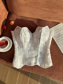 Comfortcana Plus-Size Shapewear, Corset, Elegant And Sexy Jacquard, Perfect For Valentine's Day, Birthday Parties, Dates, And Boning Tops. - White - View 2