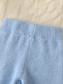 Souflis Baby Boy Fashionable Cute Twisted Rope Contrast Color Knit Top + Woolen Pants Sweater Set Autumn Fall - Baby Blue - View 8
