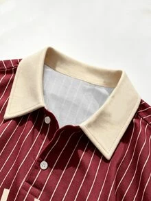 Manfinity EMRG Áo polo nam tay ngắn, kiểu dáng thường ngày, kẻ sọc và in chữ, thích hợp cho mùa hè. - Nhiều màu - Xem 3