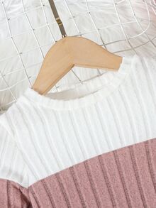 Genkimix Kids Young Girls Colorblock Rib-Knit Sweater Dress With Hat, Long Sleeve Knitwear Dresst, Casual Warm Winter Outfits - Multicolor - View 5