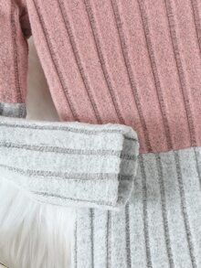 Genkimix Kids Young Girls Colorblock Rib-Knit Sweater Dress With Hat, Long Sleeve Knitwear Dresst, Casual Warm Winter Outfits - Multicolor - View 6