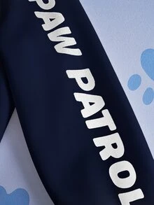 SHEIN | PAW Patrol 小男孩可爱卡通小狗印花圆领长袖针织卫衣，休闲户外运动服 - 藏蓝色 - 查看 6