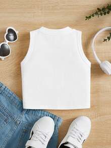 Young Girl Round Neck T-Shirt With Bow Decal - White - View 2