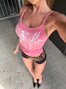 emmajanestevens 猎豹纹 Y2K 夏季春夏音乐节夏季下装豹纹翻边腰超低腰超短黑色迷你短裤 - 黑色 - 查看 6