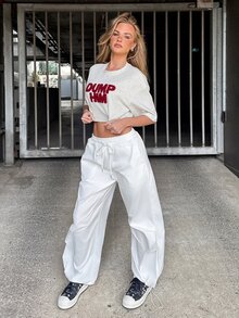 emmajanestevens 女款街頭風Y2K夏季T恤，紅白條紋毛巾刺繡字母印花短版上衣，休閒寬鬆落肩城市度假上衣 - 灰色 - 查看 4