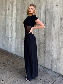 emmajanestevens 女式夏季复古休闲嬉皮街头宽松军绿色裤子 - 黑色 - 查看 5