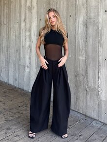 emmajanestevens 女式夏季复古休闲嬉皮街头宽松军绿色裤子 - 黑色 - 查看 4