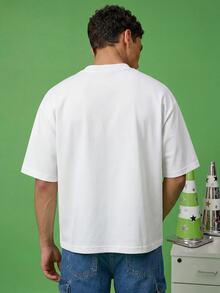 FROVYX Kaos Kasual Longgar Leher Bulat dengan Gambar Salib untuk Pria - Putih - View 5