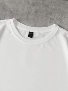 ROMWE MEN Men's Embroidered Round Neck Loose Fit T-Shirt - Black - View 4