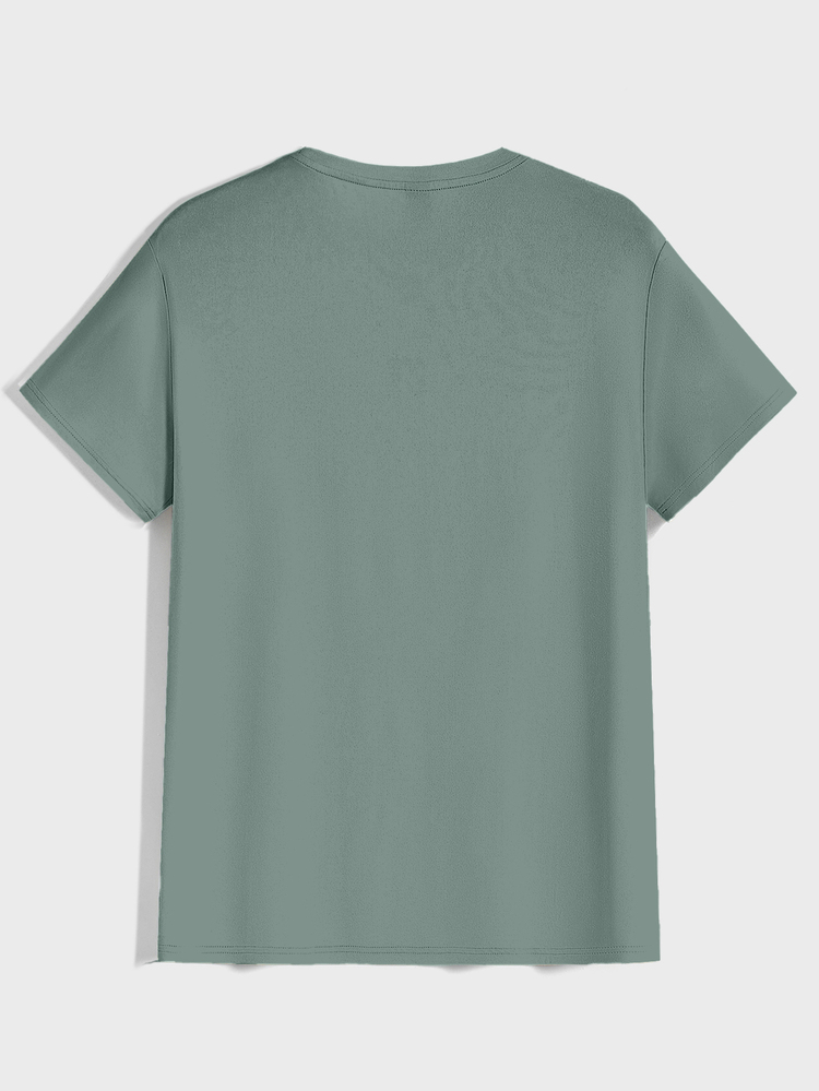 EURMUSE 100Cotton Men's Basic Round Neck T-Shirt Set (Multiple Pieces) Work Black Light Grey Dark Green Summer Casual - Multicolor - View 9