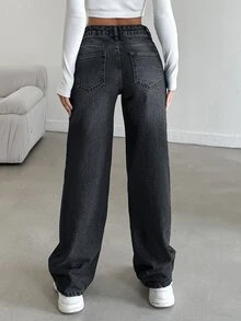 EURMUSE Ladies" Fashionable Loose Fit Casual Denim Jeans - Grey - View 2