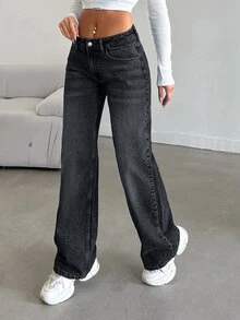 EURMUSE Ladies" Fashionable Loose Fit Casual Denim Jeans - Grey - View 5