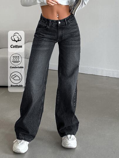 EURMUSE Ladies" Fashionable Loose Fit Casual Denim Jeans