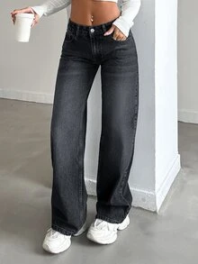 EURMUSE Ladies" Fashionable Loose Fit Casual Denim Jeans - Grey - View 7