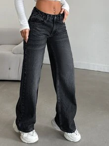 EURMUSE Ladies" Fashionable Loose Fit Casual Denim Jeans - Grey - View 4