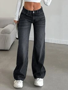 EURMUSE Ladies" Fashionable Loose Fit Casual Denim Jeans - Grey - View 6