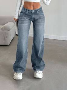 EURMUSE LOW RISE STRAIGHT CYT WOMEN BLUE JEANS , Petite Women - Blue - View 4