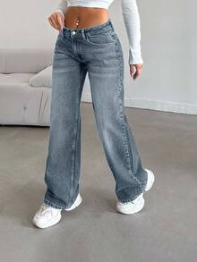 EURMUSE LOW RISE STRAIGHT CYT WOMEN BLUE JEANS , Petite Women - Blue - View 7