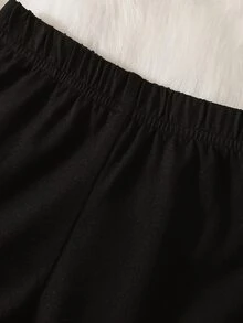SHEIN 2件組新生女嬰上衣與內搭褲套裝，甜美優雅杏色黑色波點蝴蝶結荷葉邊長袖圓領，生日派對秋季保暖公主風 - 彩色 - 查看 8