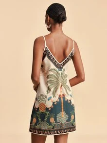 Travachic 女士碎花无袖迷你连衣裙，适合春夏度假穿着 - 彩色 - 查看 2