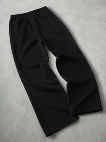 PAVTROS Men's Letter Print Drawstring Waist Casual Sweatpants - Black - View 3