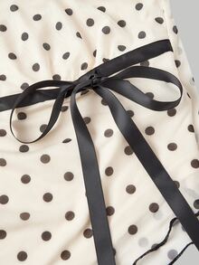 SHEIN MOD Polka Dot Bow 2 Pieces Set: Asymmetric Hem Top & Low Waist Skirt - Multicolor - View 5