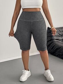 SHEIN PETITE CURVE 大碼緊身褲 - 深灰色 - 查看 5