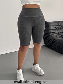 SHEIN PETITE CURVE 大碼緊身褲 - 深灰色 - 查看 3