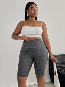 SHEIN PETITE CURVE 大碼緊身褲 - 深灰色 - 查看 6