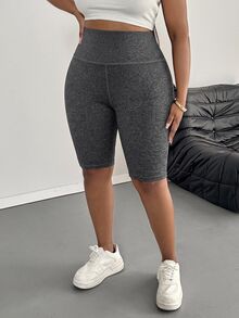 SHEIN PETITE CURVE 大碼緊身褲 - 深灰色 - 查看 4