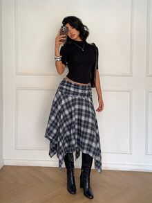 SHEIN Tall CURVE 加大短裙 - 藏蓝色 - 查看 4