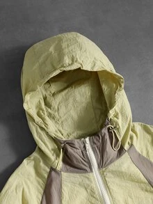 ROMWE MEN Men's Patchwork Lightweight Loose Fit Hooded Jacket, Sun Protection - Green - View 3