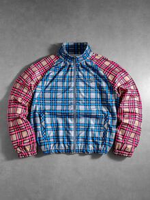 ROMWE MEN Men's Plaid Zipper Casual Versatile Daily Travel Long Sleeve Jacket - Multicolor - View 1